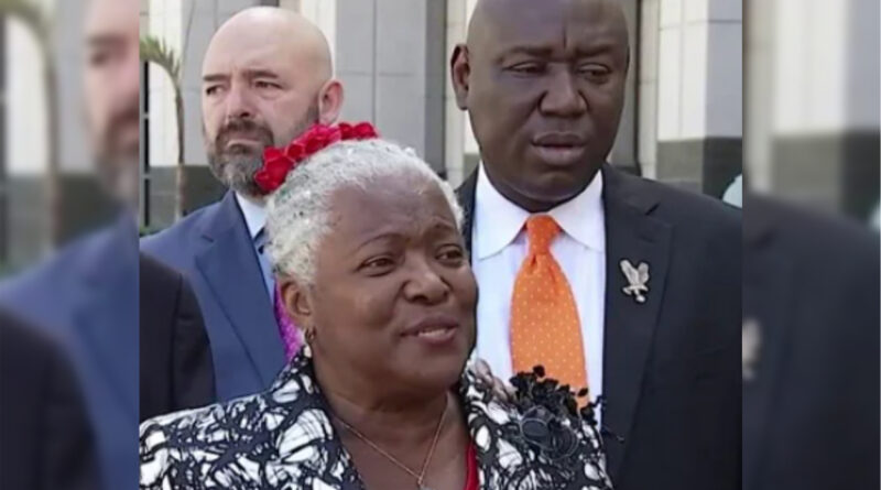 Linda Steohens and Ben Crump speak during press conference