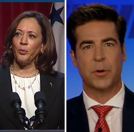 Vice President Kamala Harris and Fox News's Jesse Watters.